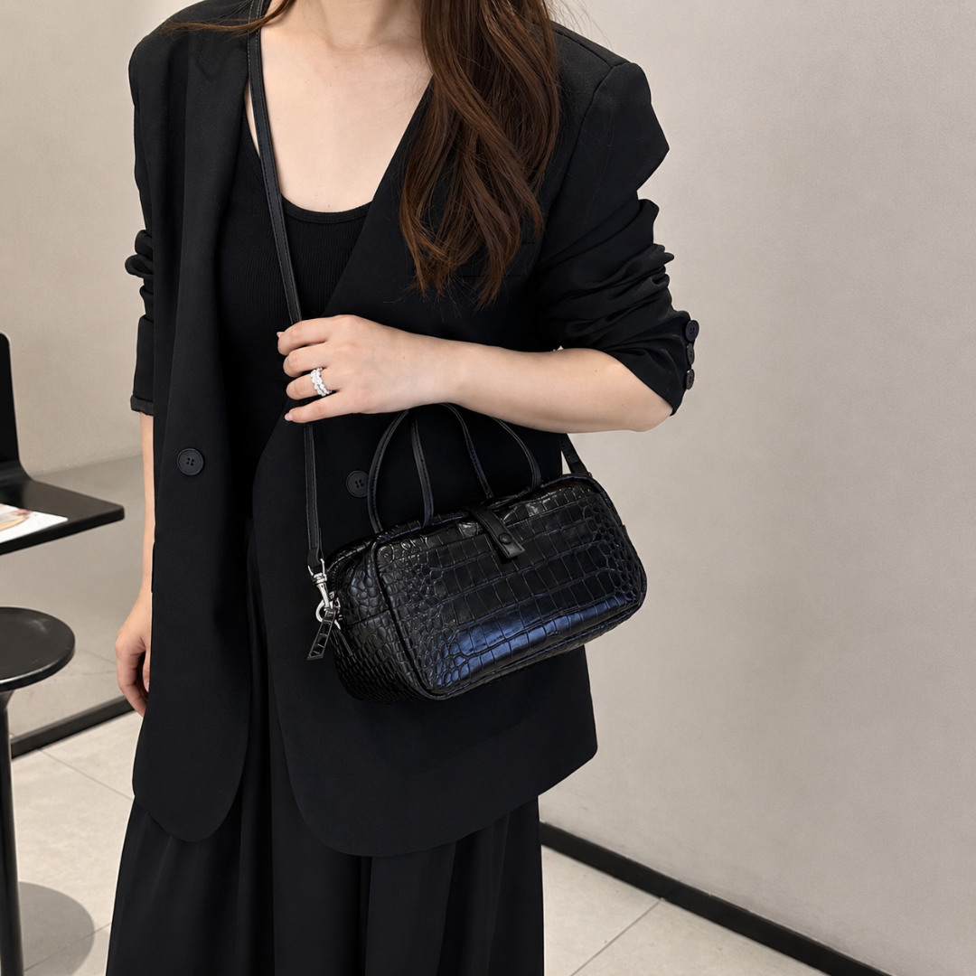 Valentina Croc Boston Bag