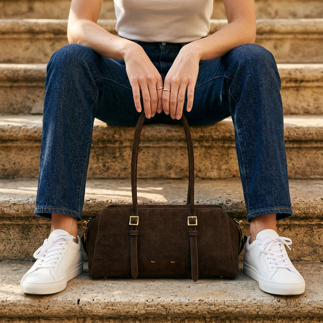 Rosette Suede Boston Bag