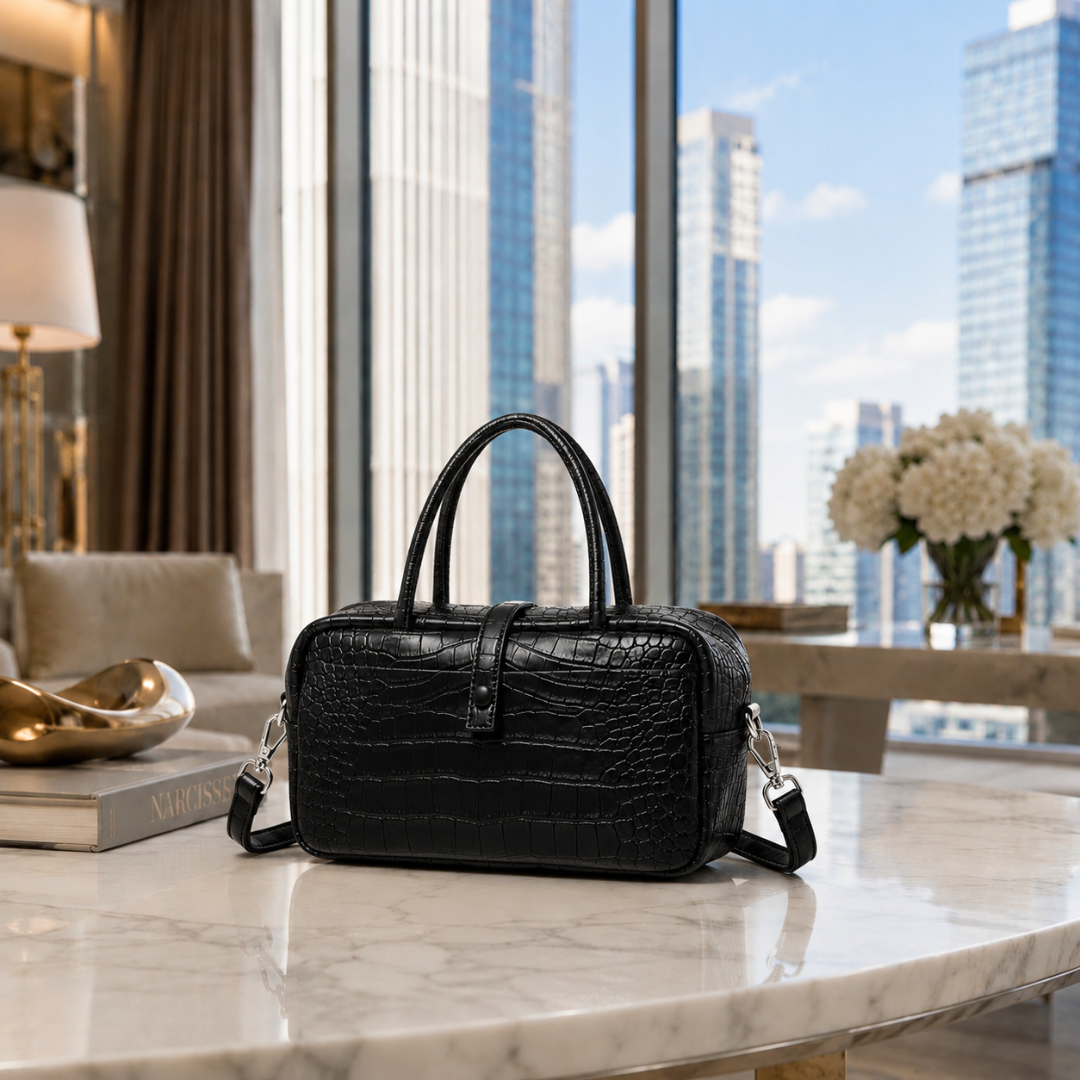Valentina Croc Boston Bag