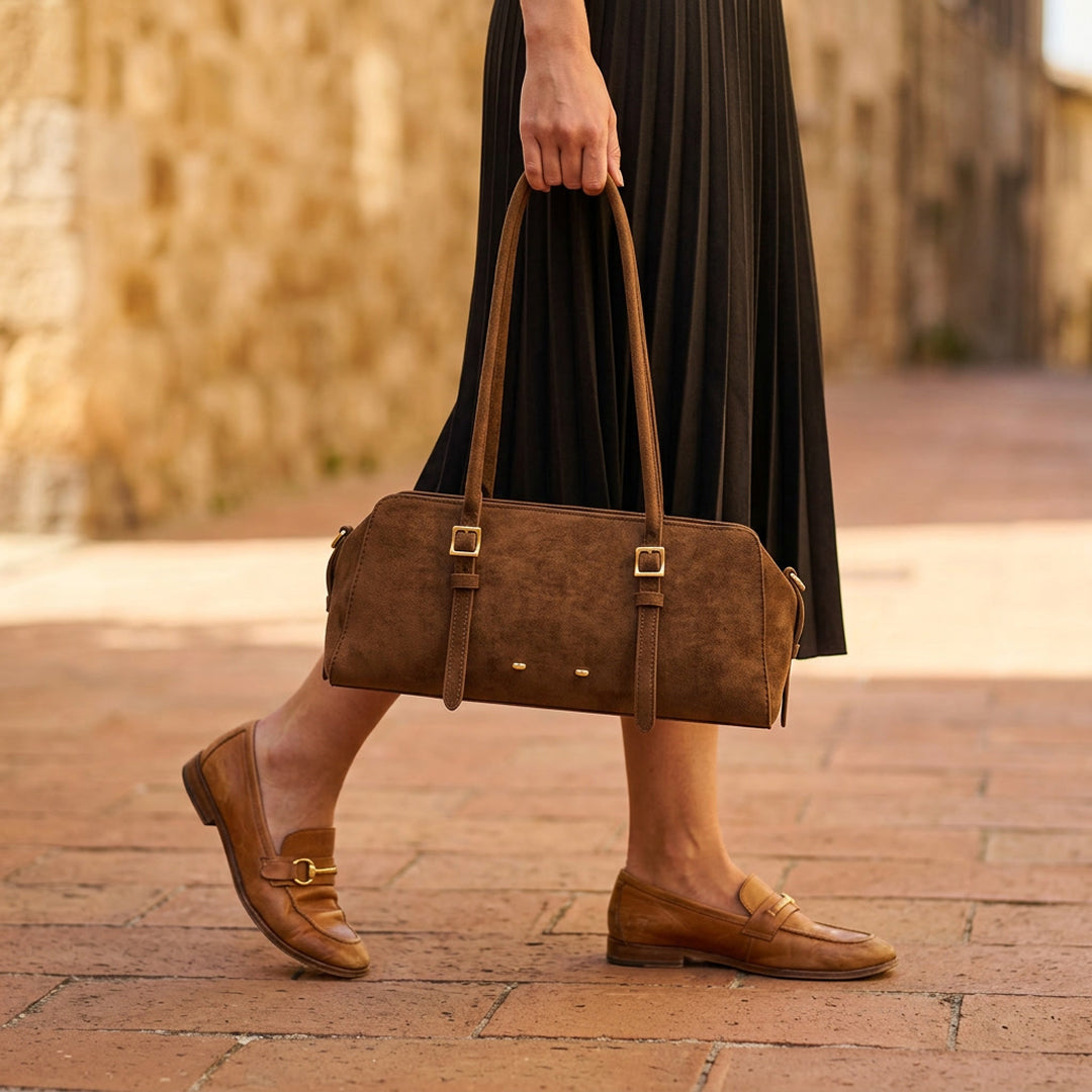Rosette Suede Boston Bag