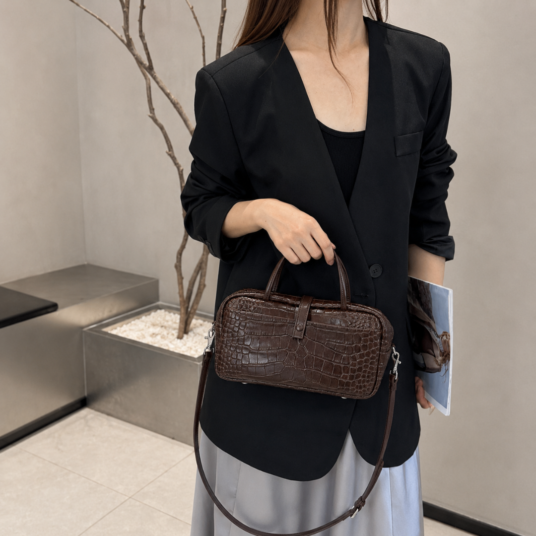 Valentina Croc Boston Bag
